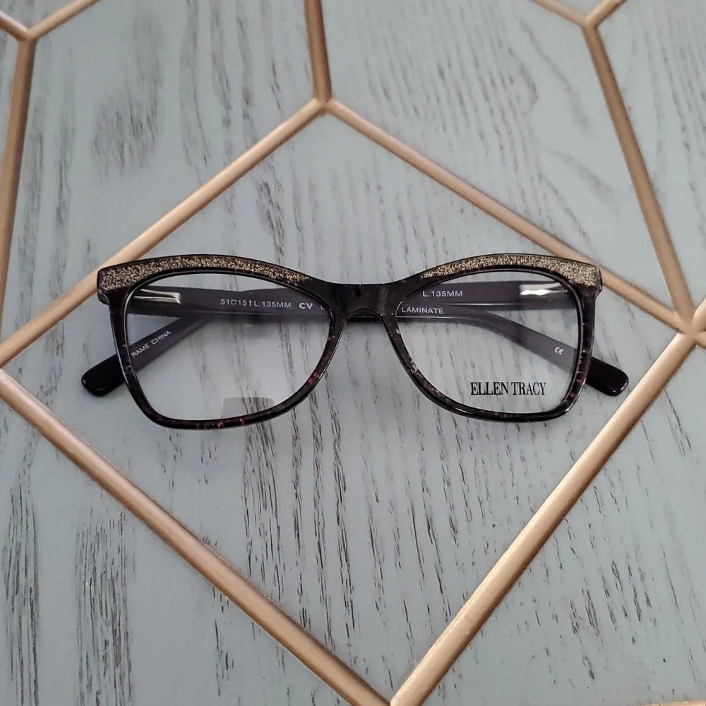 New Ellen Tracy Lucerne Women's Glasses in Gold and Purple Laminate. 51/15/135.